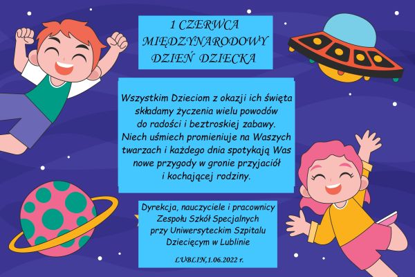 Życzenia z okazji Mędzynardowego Dnia Dziecka 2022